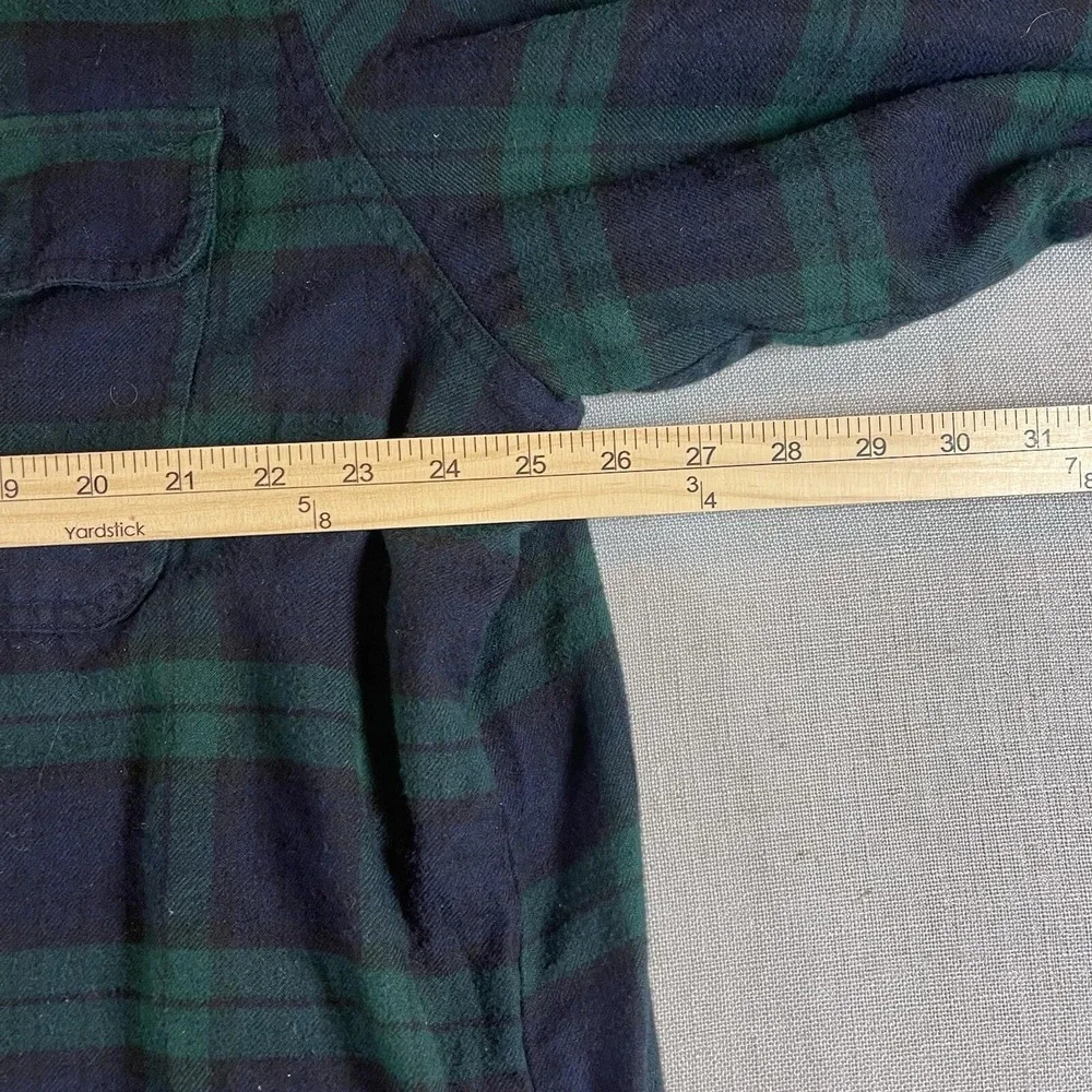 LL Bean Flannel Shirt Jacket Mens XL Fleece‎ Lined Green Tartan Plaid